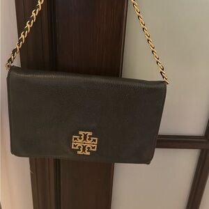 Tory Burch Black Crossbody Bag with Gold Chain